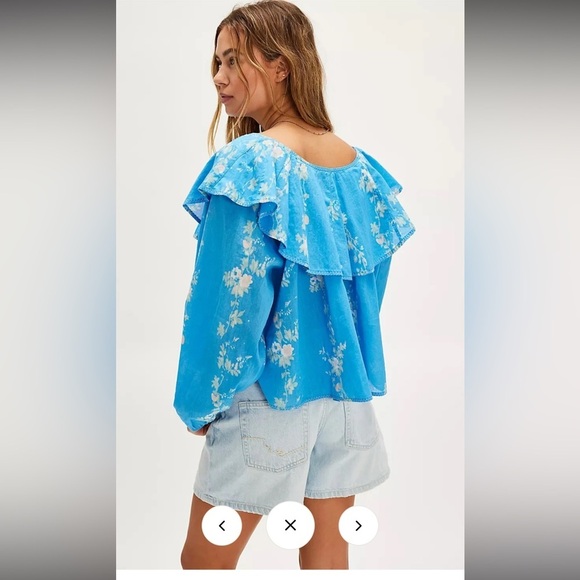 NWOT Free People Camilla Printed Blouse Cropped Top - Picture 3 of 12